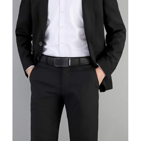 GFG 남성용 벨트, 남성용 청바지 정장 Belt-3.5cm Width-0088-125-BLACK NA PA용 가죽 자동 벨트