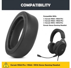 Corsair HS50/Pro HS60/Pro HS70/Pro 스테레오 게임용 헤드셋과 호환되는 메모리 폼 교체용 이어 패드가 있는 HTINDUSTRY 단백질 가죽 헤드폰 이어패드