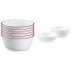 Corelle, 유리 28온스 레드 밴드 그릇 6팩 및 4개 식사 그릇 세트, 4인용 서비스, 내구성이 뛰어나고 친환경적인 9-1/4인치 그릇, 컴팩트 스택 그릇 세트, 전자레인지 및 식