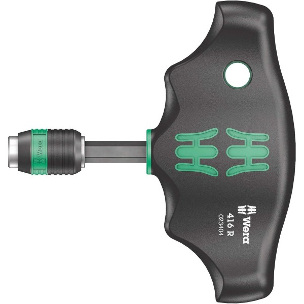 Wera Kraftform Kompakt 60 비트 홀딩 스크루드라이버 및 비트 세트, PH/PZ/SL/TXBO/HEX, 17pc, 05059295001 및 416 R T-핸들 비트 홀딩 스크루드라이버 Rapidaptor, 1/4