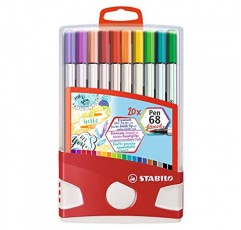 STABILO 프리미엄 파이버팁 펜 펜 68 브러쉬 - ColorParade - 19가지 모듬 컬러 + 1가지 추가 블랙