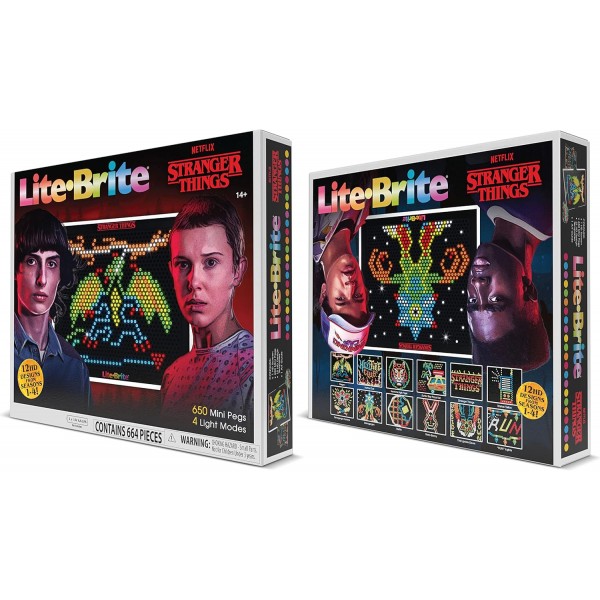 Lite Brite 기묘한 이야기 ​​스페셜 에디션, 최고의 4개 시즌 - 인기 Netflix 시리즈의 아이콘 및 테마 포함 - 12개의 HD 기묘한 이야기 ​​템플릿 및 650개의 다채로운 마