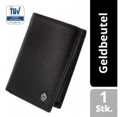 Noah Noir® 지갑 세로 형식 - TÜV 테스트 RFID 보호 - 큰 동전 수납 공간 남성 - 우아한 선물 상자가 있는 큰 지갑 - 원숭이(검은색)