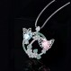 JewelryPalace 인피니티 벌새 새 눈물방울 컷 3.2ct 진짜 천연 블루 핑크 토파즈 목걸이 펜던트 천연석 주얼리 세트 여성용 실버 925 목걸이 걸스 보석 선물 여성용 45 cm,