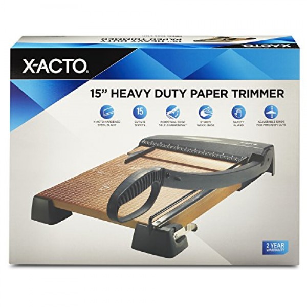 X-ACTO 26315 견고한 목재 베이스 단두대 트리머, 15매, 12인치 x 15인치