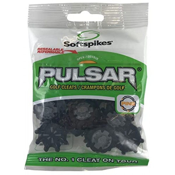 Softspikes Pulsar 골프 스파이크화 핀 - 20개 클램쉘, 블랙