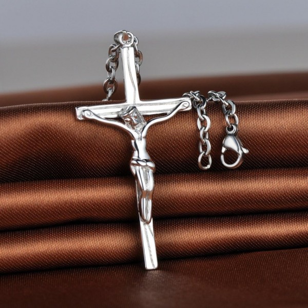 Infinite U Unique Jesus Crucifix Cross 925 Sterling Silver Mens Womens 커플 펜던트 매칭 파트너 펜던트, Silver Silver-mens