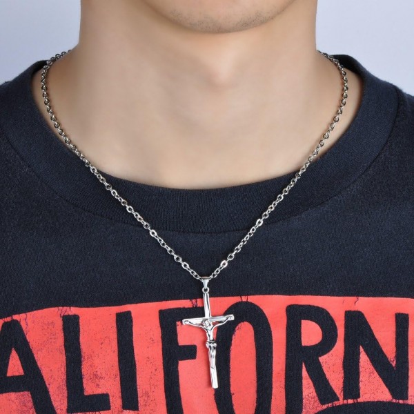 Infinite U Unique Jesus Crucifix Cross 925 Sterling Silver Mens Womens 커플 펜던트 매칭 파트너 펜던트, Silver Silver-mens