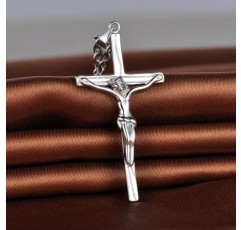 Infinite U Unique Jesus Crucifix Cross 925 Sterling Silver Mens Womens 커플 펜던트 매칭 파트너 펜던트, Silver Silver-mens