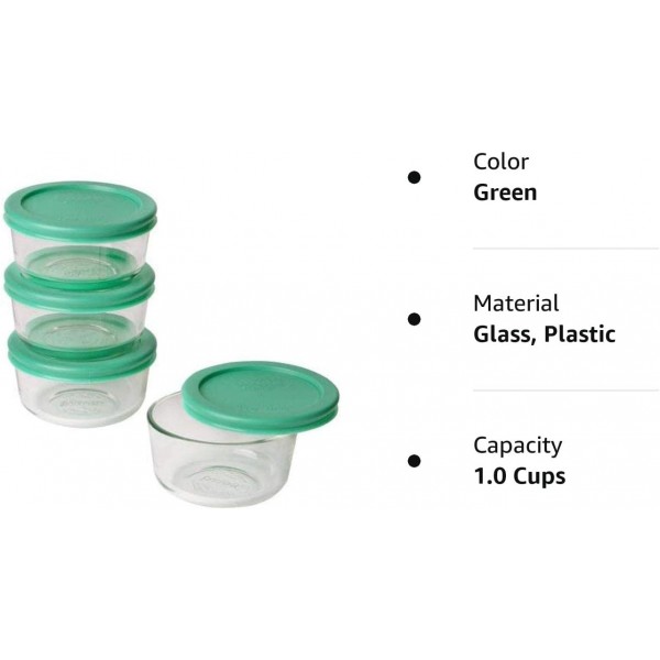 Pyrex Simply Store 유리 식품 보관 세트(녹색, 4) Grün 4