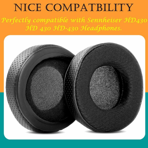 Sennheiser HD 430 HD430 HD-430 헤드폰과 호환되는 TaiZiChangQin 이어 패드 이어 패드 교체(블랙 패브릭)