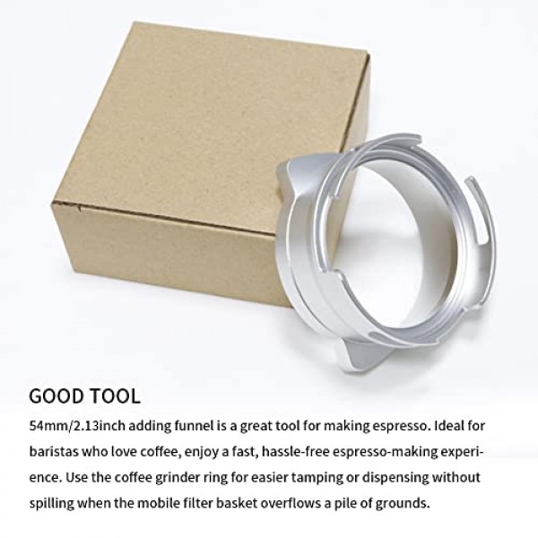 커피 도징 깔때기, 54mm 에스프레소 도징 핸즈프리 깔때기 알루미늄 Breville Barista Portafilters에 적합, 가정용 또는 카페 사용을 위한 교체 깔때기 액세서리(슬리버)