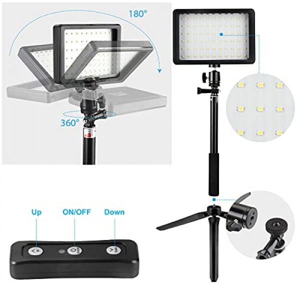 Bonvvie 2팩 USB LED 비디오 조명 조광 가능 5600K 카메라 조명 비디오 조명 작은 각도 촬영, Tiktok, 게임 스트리밍, YouTube용 조절 가능한 삼각대 및 컬러 필터가 있는 스트리