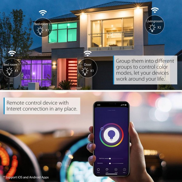 LVWIT WiFi 스마트 R50 스포트라이트 전구, 조광 가능 E14 스마트 LED 전구, 4.9W 반사판 R50 전구, 40W 교체, 470LM, Alexa 및 Google 홈과 호환 가능, TUYA 앱, 220-240V(4개) 4개(1개 팩)