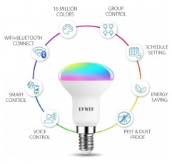 LVWIT WiFi 스마트 R50 스포트라이트 전구, 조광 가능 E14 스마트 LED 전구, 4.9W 반사판 R50 전구, 40W 교체, 470LM, Alexa 및 Google 홈과 호환 가능, TUYA 앱, 220-240V(4개) 4개(1개 팩)