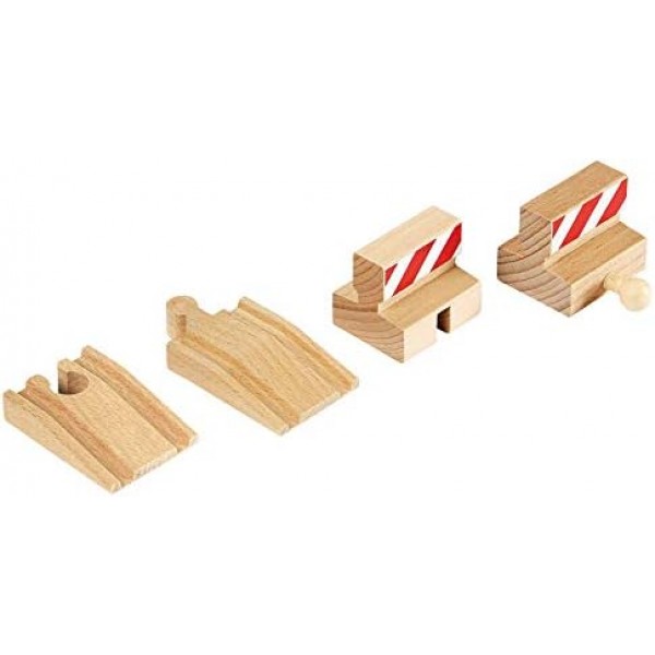 BRIO World Ramp and Buffer Stop 3세 이상 어린이를 위한 나무 기차 트랙 - 철도 액세서리 추가