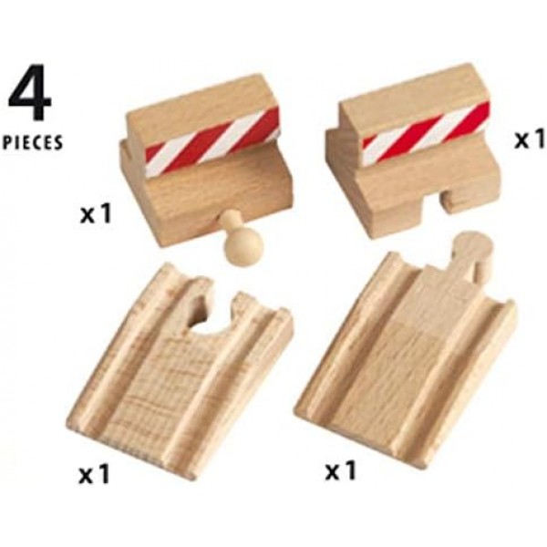 BRIO World Ramp and Buffer Stop 3세 이상 어린이를 위한 나무 기차 트랙 - 철도 액세서리 추가