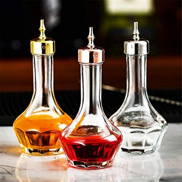 Bitters 병 세트 Dasher Top 1.7oz가 포함된 유리 대시 병 바텐더 홈 바에 적합한 칵테일용 전문 바 도구 (3)
