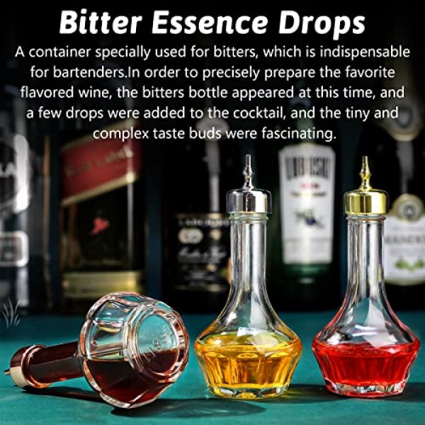 Bitters 병 세트 Dasher Top 1.7oz가 포함된 유리 대시 병 바텐더 홈 바에 적합한 칵테일용 전문 바 도구 (3)