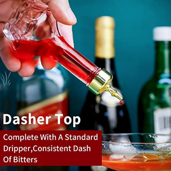 Bitters 병 세트 Dasher Top 1.7oz가 포함된 유리 대시 병 바텐더 홈 바에 적합한 칵테일용 전문 바 도구 (3)