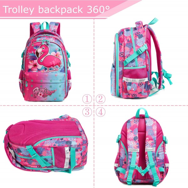 HTgroce School Backpack Girls Teenager Boys Backpack Boys Lunch Box Drawing Bag for Kids & Pencil Case for Girls Boys & Lunch Bag for Kids Boys. 핑크 - 플라밍고