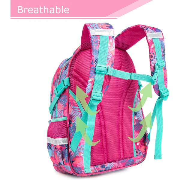 HTgroce School Backpack Girls Teenager Boys Backpack Boys Lunch Box Drawing Bag for Kids & Pencil Case for Girls Boys & Lunch Bag for Kids Boys. 핑크 - 플라밍고