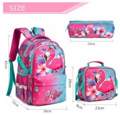 HTgroce School Backpack Girls Teenager Boys Backpack Boys Lunch Box Drawing Bag for Kids & Pencil Case for Girls Boys & Lunch Bag for Kids Boys. 핑크 - 플라밍고