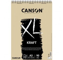 Canson XL 스케치 패드 크래프트 골판지 밝은 갈색, 90g/m2, 패드당 60매 짧은 가장자리 나선형 297 x 432mm 밝은 갈색