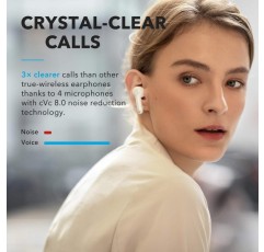 Anker Liberty Air 2 Bluetooth 헤드폰, 다이아몬드 모양 오디오 드라이버, 마이크 4개, 28시간 배터리, 맞춤형 HearID EQ, 소음 차단 기능이 있는 Bluetooth 5(흰색)의 soundcore