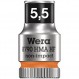 WERA 05003720001 8790 HMA HF Zyklop 소켓(홀딩 기능 포함 1/4인치 드라이브 포함), 5.5 x 23mm
