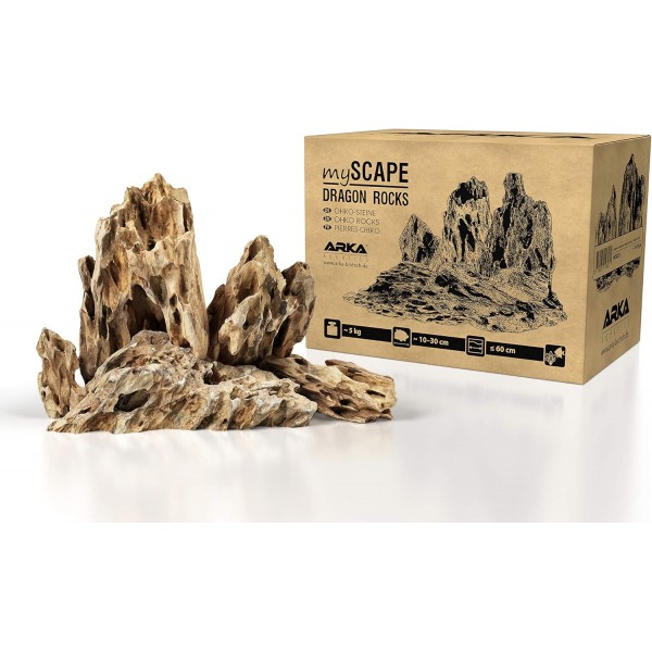 ARKA Aquatics myScape-Rocks Dragon - 드래곤 스톤 - 천연 암석, 최대 약 60cm의 수족관용, 5kg, 갈색, MSRD5 & MICROBE-LIFT Plantscaper - 이끼와 식물용 식물 접착제, 50g. MICROBE-LIFT Plantscaper
