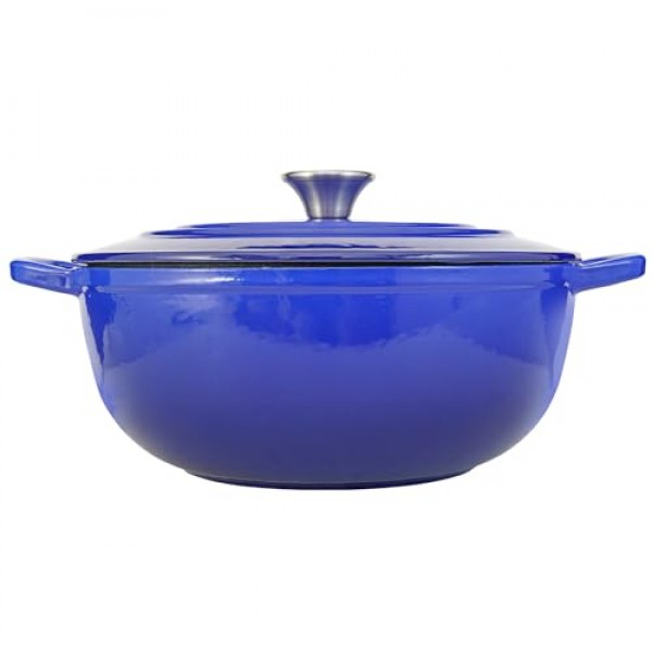 Flavehc 뚜껑이 있는 더치 오븐 냄비 5qt 빵 굽기용 주철 더치 오븐 헨델이 있는 파란색 에나멜 주철 더치 오븐
