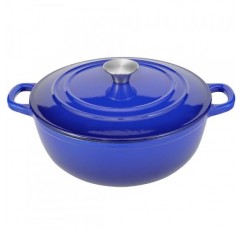 Flavehc 뚜껑이 있는 더치 오븐 냄비 5qt 빵 굽기용 주철 더치 오븐 헨델이 있는 파란색 에나멜 주철 더치 오븐