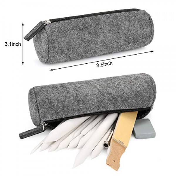 AGPTEK 22 PCS 스케치 그리기 도구, 2개의 사포 연필깎이가 포함된 블렌딩 그루터기 16개, 연필 연장 도구 1개, 지우개 2개 및 학생 스케치 그리기 액세서리용 펠트 가방 1개
