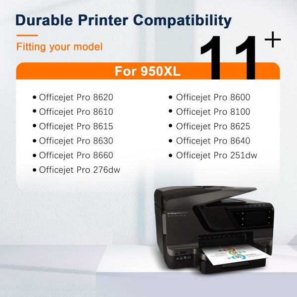 HP Officejet Pro 8600 8610 8620 8100 8615 8625 8630 8640 251dw 273dw용 HP 950XL 951XL 951 콤보 팩용 ColorKing 호환 950 XL 잉크 카트리지 교체(검정,
