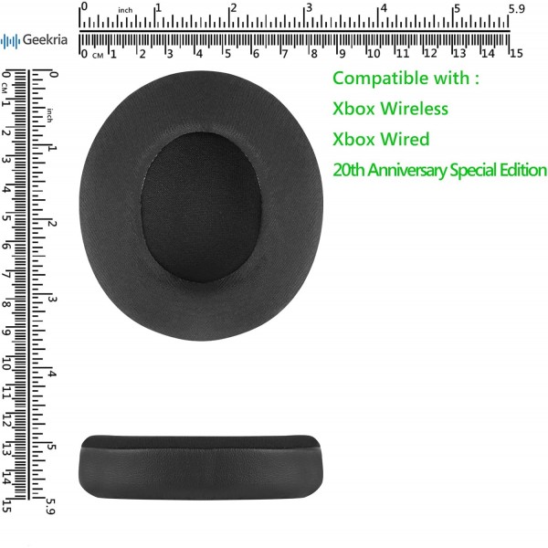 Microsoft Xbox 무선용 Geekria Sport 냉각 젤 교체용 이어 패드, Xbox 스테레오 헤드셋 20주년 스페셜 에디션 헤드폰 이어 패드, 헤드셋 이어 패드, 이어 컵(검은색)