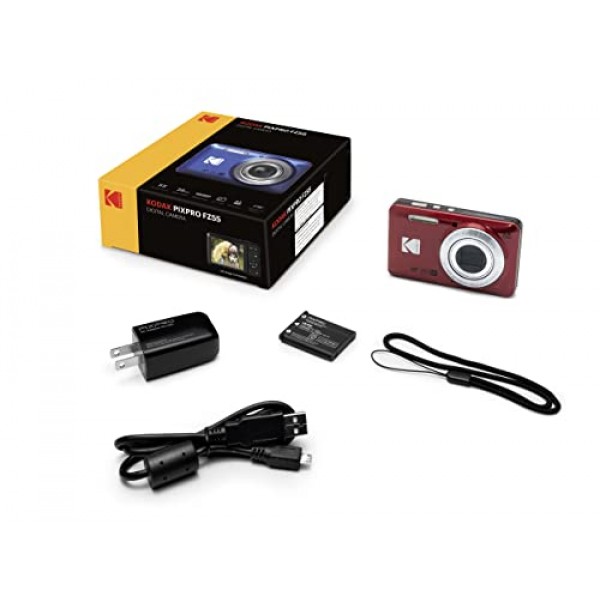 Kodak PIXPRO FZ55 디지털 카메라(레드) + 블랙 포인트 앤 샷 카메라 케이스 + 트랜센드 64GB SD 메모리 카드 + 3단 접이식 메모리 카드 지갑 + 고속 SD USB 카드 리더 + 기타!