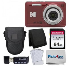 Kodak PIXPRO FZ55 디지털 카메라(레드) + 블랙 포인트 앤 샷 카메라 케이스 + 트랜센드 64GB SD 메모리 카드 + 3단 접이식 메모리 카드 지갑 + 고속 SD USB 카드 리더 + 기타!