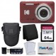 Kodak PIXPRO FZ55 디지털 카메라(레드) + 블랙 포인트 앤 샷 카메라 케이스 + 트랜센드 64GB SD 메모리 카드 + 3단 접이식 메모리 카드 지갑 + 고속 SD USB 카드 리더 + 기타!