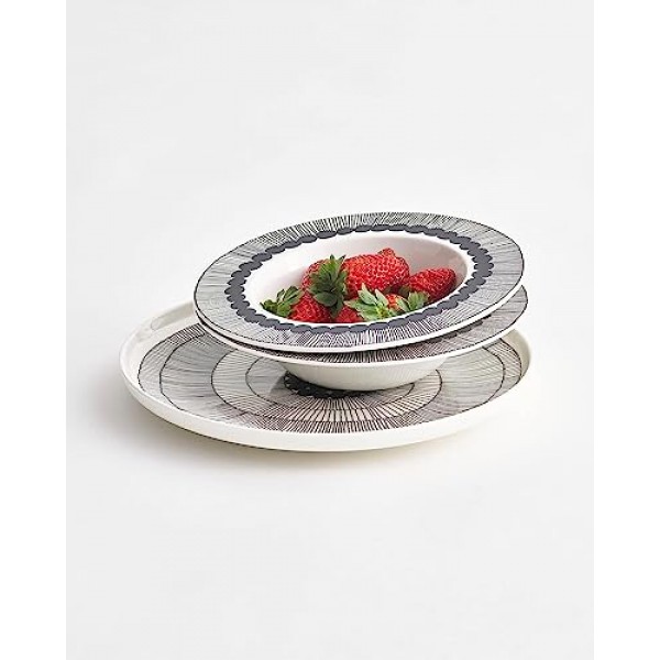 MARIMEKKO - Siirtolapuutarha Oiva 석기 디너 플레이트, 10인치, 블랙/화이트, 대형
