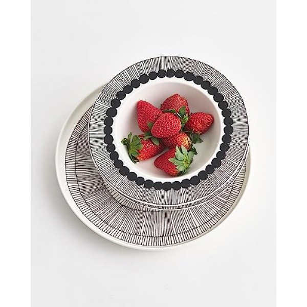 MARIMEKKO - Siirtolapuutarha Oiva 석기 디너 플레이트, 10인치, 블랙/화이트, 대형
