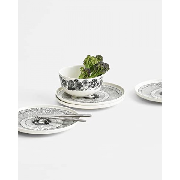 MARIMEKKO - Siirtolapuutarha Oiva 석기 디너 플레이트, 10인치, 블랙/화이트, 대형