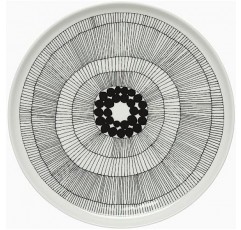 MARIMEKKO - Siirtolapuutarha Oiva 석기 디너 플레이트, 10인치, 블랙/화이트, 대형