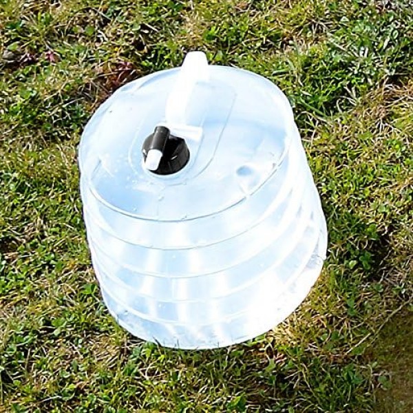 Semptec Urban Survival Technology 캠핑 캐니스터: 접을 수 있는 물통, 15리터, 원형, 식수용(탭이 있는 캠핑 물통)