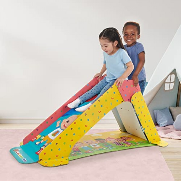 유아를 위한 Pop2Play Cocomelon 실내 놀이터 – WowWee의 StrongFold Technology Cardboard 유아 슬라이드