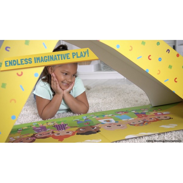 유아를 위한 Pop2Play Cocomelon 실내 놀이터 – WowWee의 StrongFold Technology Cardboard 유아 슬라이드