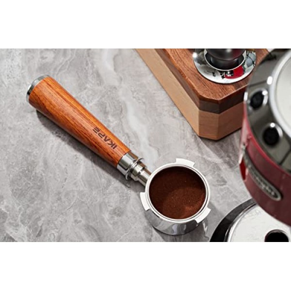 IKAPE 커피 제품, 51mm Delonghi EC0680, EC0685, SMEG 및 EUPA 커피 머신과 호환되는 51mm 바닥 없는 네이키드 포터필터(14g 용량 필터 바구니 포함)
