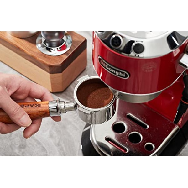 IKAPE 커피 제품, 51mm Delonghi EC0680, EC0685, SMEG 및 EUPA 커피 머신과 호환되는 51mm 바닥 없는 네이키드 포터필터(14g 용량 필터 바구니 포함)