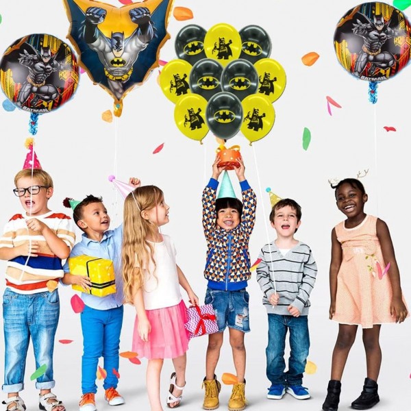 BESTZY 배트맨 생일 장식, 37 PC 배트맨 파티 풍선 장식, 배트맨 케이크 토퍼, 슈퍼 히어로 테마 파티 장식, 생일 풍선 장식, 어린이 파티 장식