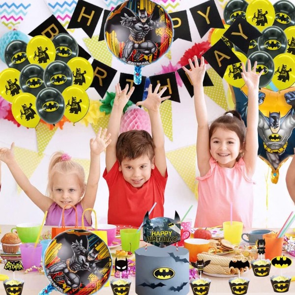 BESTZY 배트맨 생일 장식, 37 PC 배트맨 파티 풍선 장식, 배트맨 케이크 토퍼, 슈퍼 히어로 테마 파티 장식, 생일 풍선 장식, 어린이 파티 장식